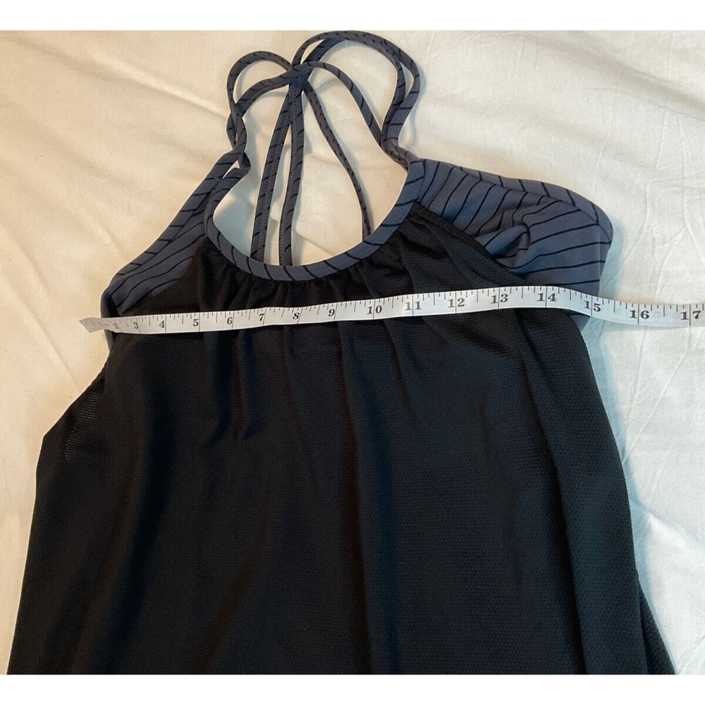 Athleta Woman’s Mesh Tank Top W/Cutout Sides Black/Gray Built In Bra Size Medium - Picture 7 of 9